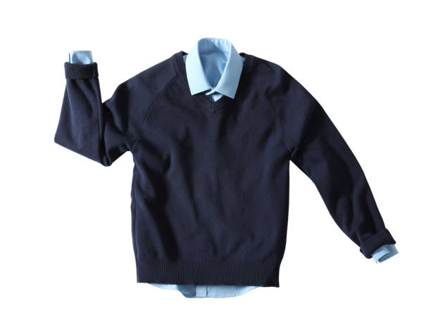 istock Stylish school uniform for boy on white background, top view. 1357401844