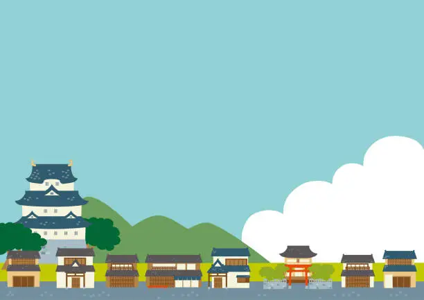 Vector illustration of Traditional Japanese cityscape