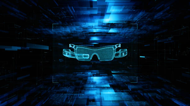 VR Virtual Reality Glasses Metaverse Sports Game 3D Cyberspace Futuristic Background, Future Digital Technology Entertainment Abstract Background. 3d rendering