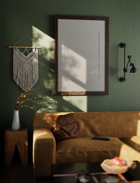 istock Blank picture frame mockup on whitewall. Artwork in interior design. 3d render 1357408947