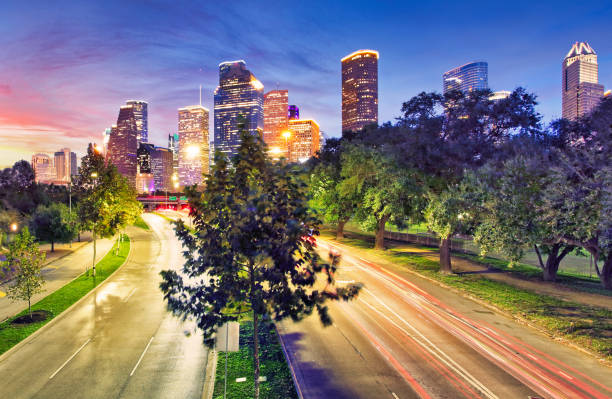 istock Downtown Houston skyline in Texas USA at sunset 1357409374