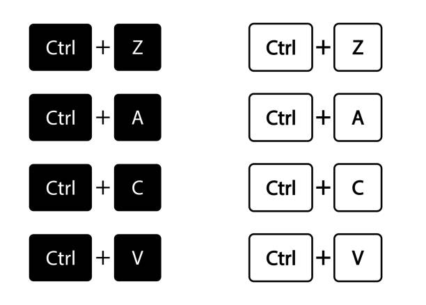 illustrazioni stock, clip art, cartoni animati e icone di tendenza di pulsante ctrl z, c, a, v. icona della tastiera. copia e incolla il simbolo concettuale in stile vettoriale piatto. - undo key