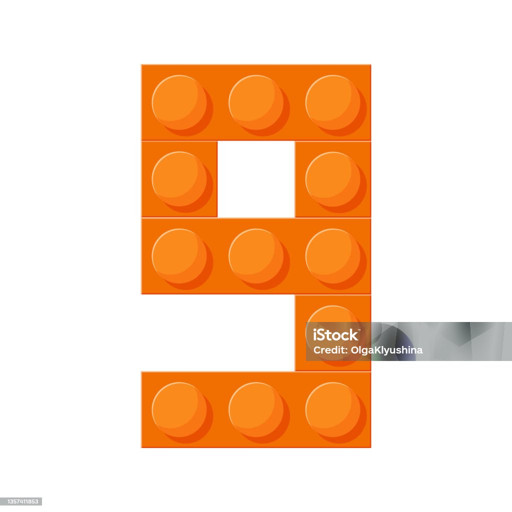 Block Number 9 Graphics Number Nine Plastic Blocks Flat Style Vector Illustration Stock ...