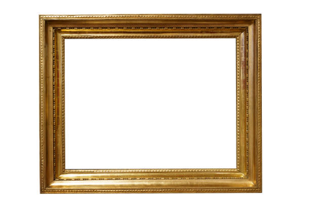 istock Gold frame for a picture in a classic baroque style on a white blank background. 1357412507