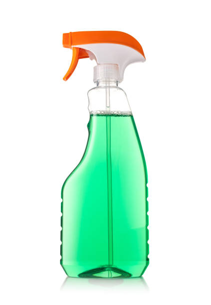 istock Green plastic dispenser with cleaning liquid on white background 1357412692