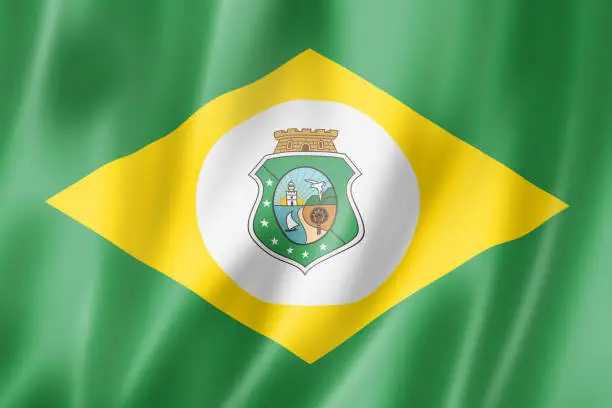 Ceara state flag, Brazil waving banner collection. 3D illustration