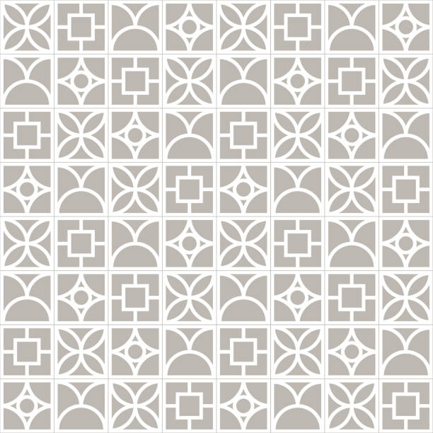 prosty geometryczny wzór kwadratów. białe linie na szarym tle. - cinder block stock illustrations