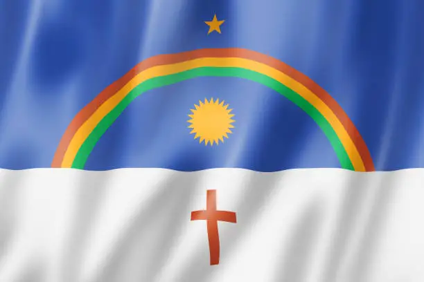 Pernambuco state flag, Brazil waving banner collection. 3D illustration