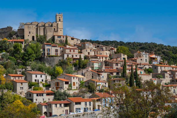 Mosset small and picturesque french village,member of Les Plus Beaux Villages de France (The most beautiful villages of France).Mosset,Pyrenees-Orientales
