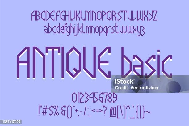 Basic Latin Table Font Antique Basic Latin Display Font Craft Typeface With Uppercase And ...