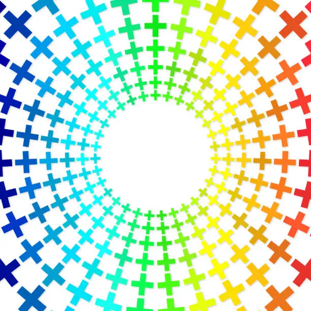 Vector illustration of Rainbow full frame plus shape pattern on black