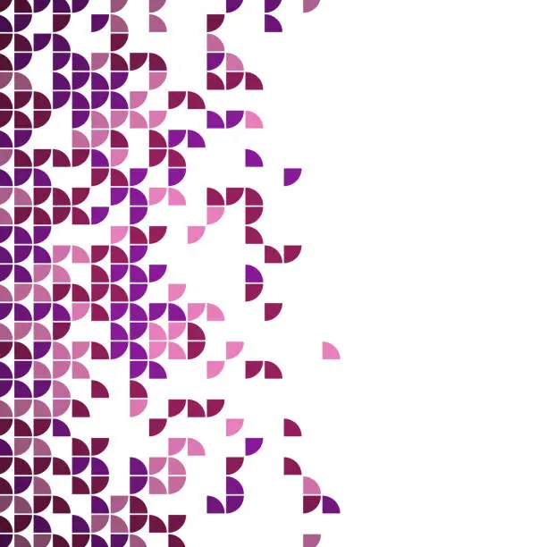 Vector illustration of Purple graphics, quarter circles shapes presentation background with copy space to the right