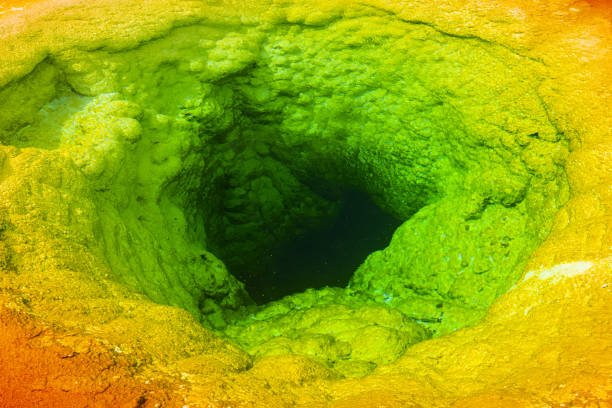 Deatiled photo of Morning glory pool from above. Yellowstone National Park, Wyoming, USA