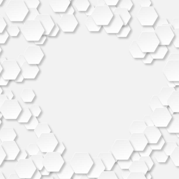 istock Frame of 3D hexagon shapes with soft shadows around copy space 1357418627