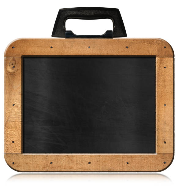 tableau noir vierge en forme de porte-documents avec poignée noire - blackboard book education back to school photos et images de collection