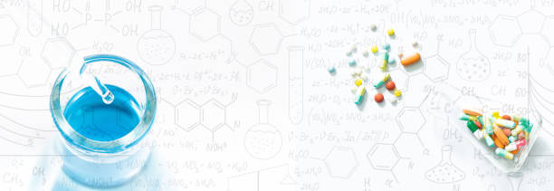 istock Science in vitro drug experiment,Scientists have experimented with antibiotics in vitro,Image of Flu COVID-19 virus cell under the microscope on the blood,hand drawn science formula 1357422408