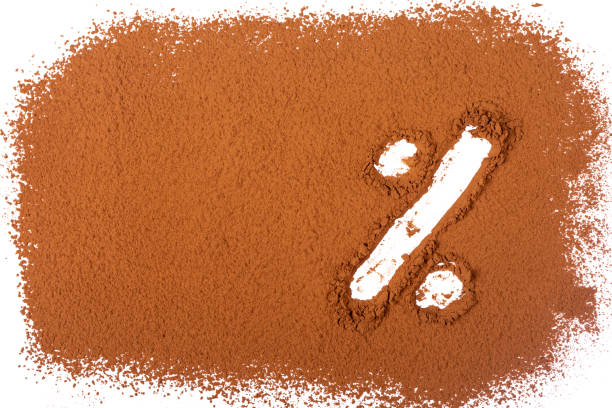 istock Handmade percentage symbol on a cocoa powder surface 1357428168