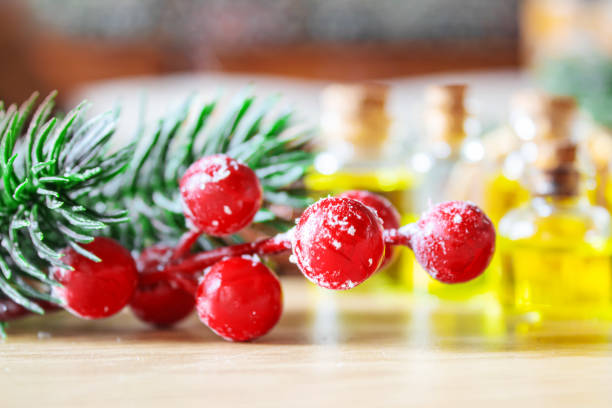istock Christmas essential oils in a small bottle. Selective focus. 1357429348