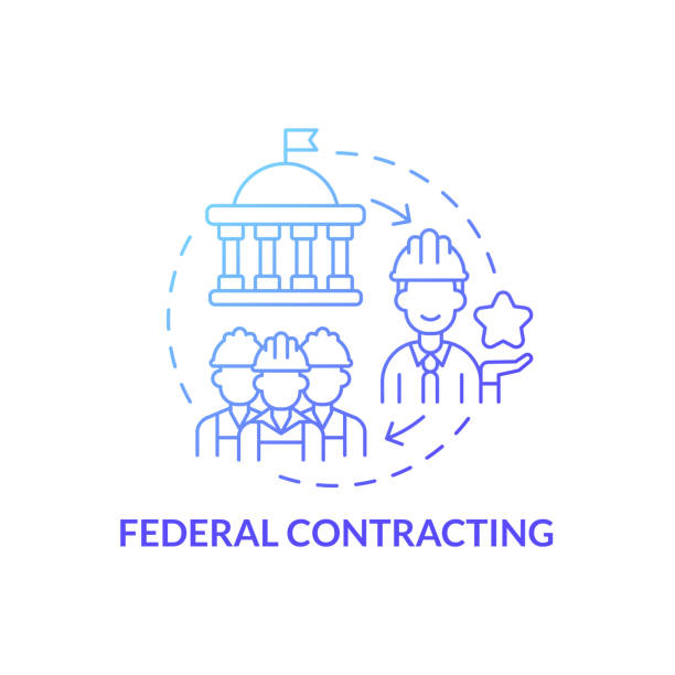 Federal contracting program concept icon Federal contracting program concept icon. Startup launch support. Small business and government partnership abstract idea thin line illustration. Vector isolated outline color drawing contracting stock illustrations