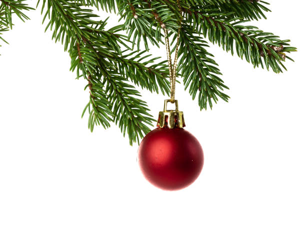 istock Christmas ornament on a pine branch 1357431542