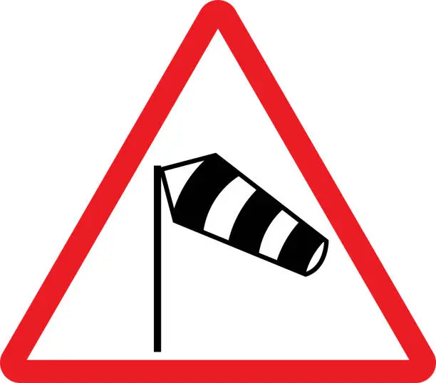 Vector illustration of Crosswind from left warning sign.