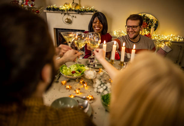 istock Friends on new year dinner party 1357434496