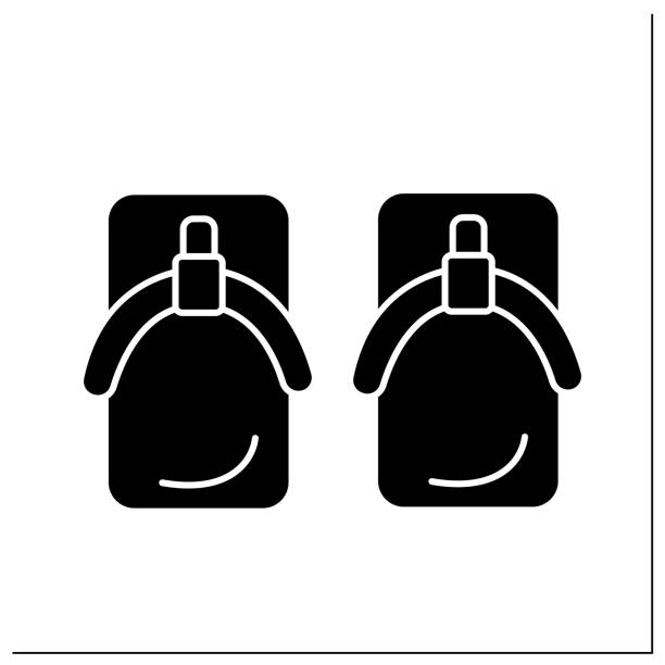 Yukata shoes glyph icon Yukata shoes glyph icon. Japanese footwear.Geta wooden sandals. Japanese culture concept. Filled flat sign. Isolated silhouette vector illustration geta sandal stock illustrations