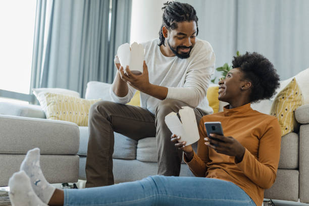 istock Lazy day at home and ordering food online 1357437960