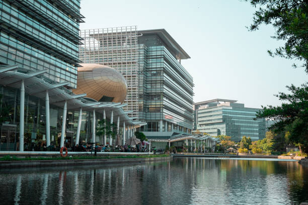 istock people dining by the lake in business district 1357441564