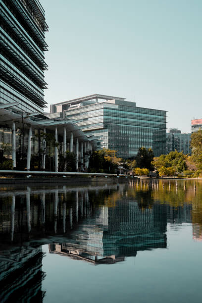 istock still lake and modern building 1357441575