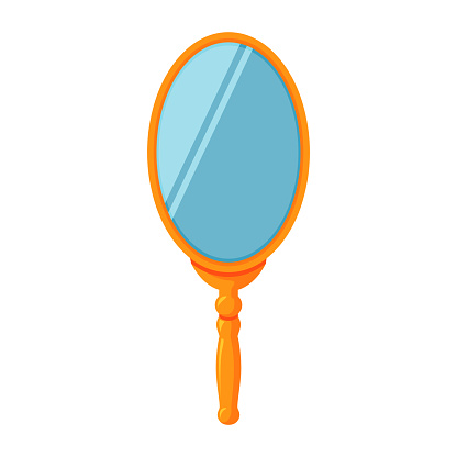 Orange hand mirror flat icon vector illustration