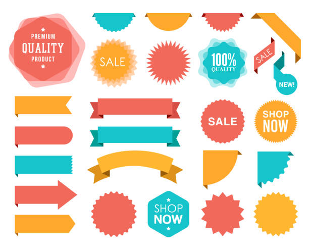 Set of the Ribbons Vector illustration of the badges and ribbons. sale stock illustrations