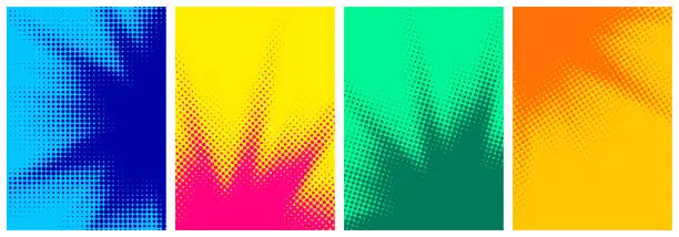 Vector illustration of Set of abstract halftone colorful backgrounds.