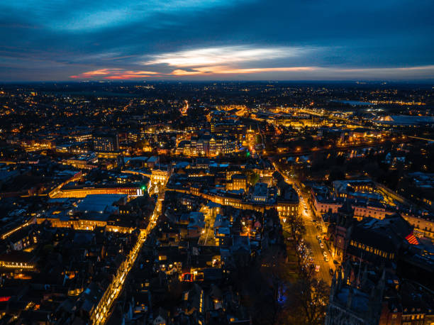 istock Aerial view of York downtown at night 1357452490
