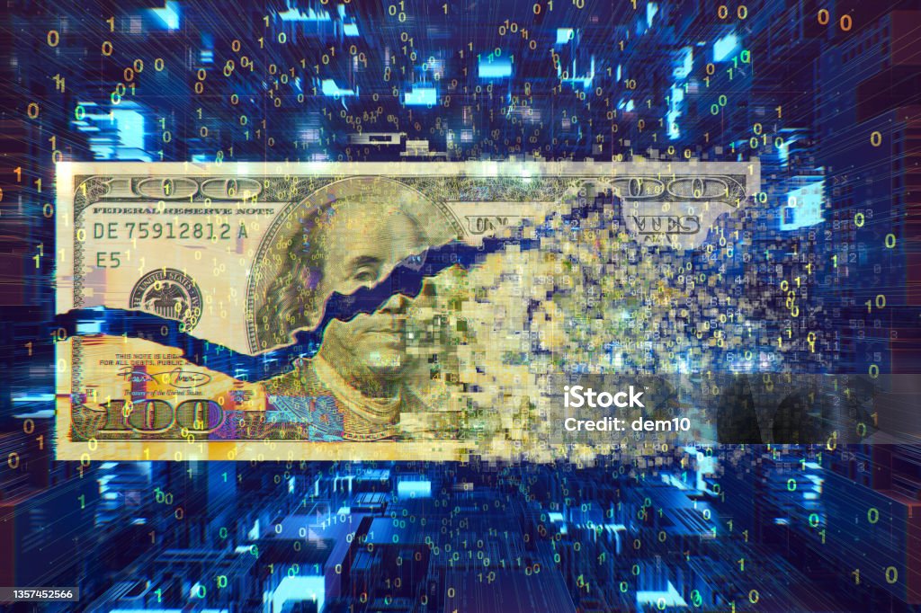Cryptocurrency or money transfer concepts digital work of Cryptocurrency or money transfer backgrounds Financial Technology Stock Photo