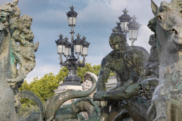 detail of the monument aux girondins (1894-1902) at bordeaux - monument aux girondins imagens e fotografias de stock