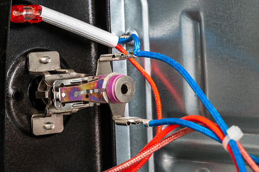Wires and cables inside electrical appliances. Used to connect and transmit power and digital signals