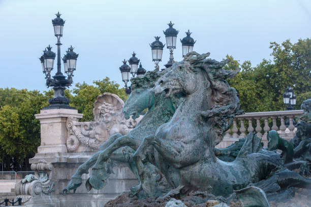 detail of the monument aux girondins (1894-1902) at bordeaux - monument aux girondins imagens e fotografias de stock