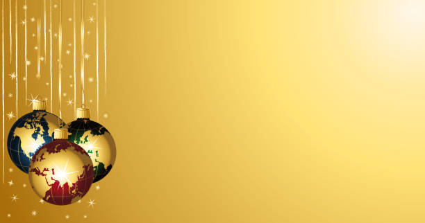 istock Beautiful globes balls on a festive christmas background banner. Vector illustration. 1357457367