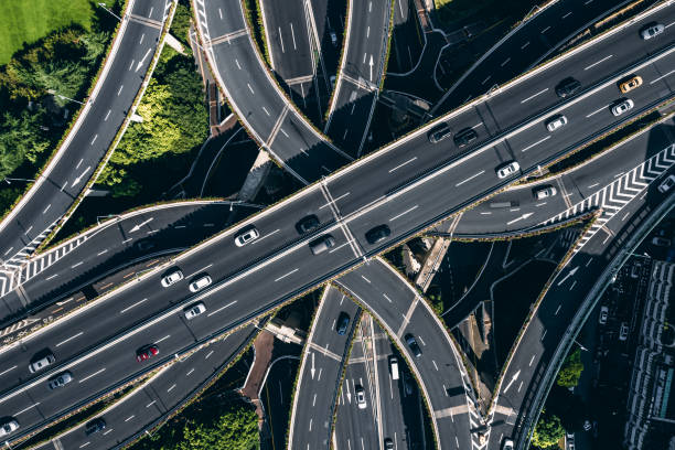 istock Aerial View of Busy Road Intersection 1357458681