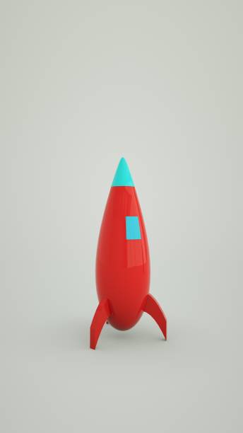 istock 3D illustration red cartoon rocket on white background 1357462685