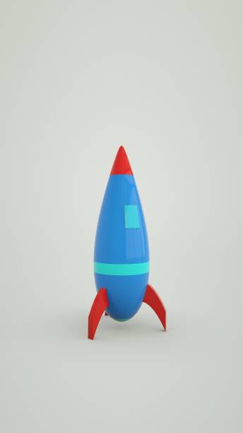 istock 3D render blue rocket on a white background. Isolated cartoon space shuttle illustration 1357462693