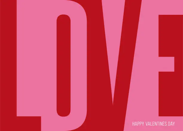 Vector illustration of Valentine’s Day greeting card with geometric typography.