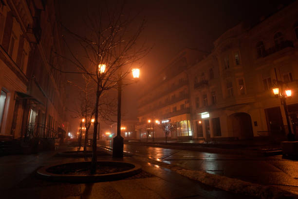 istock Foggy Night Pedestrian Street B 1357469530
