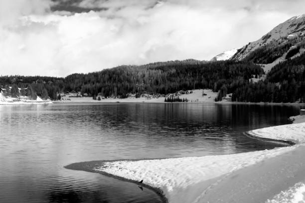 Waterfront of Lake Davos (Davosersee), Switzerland