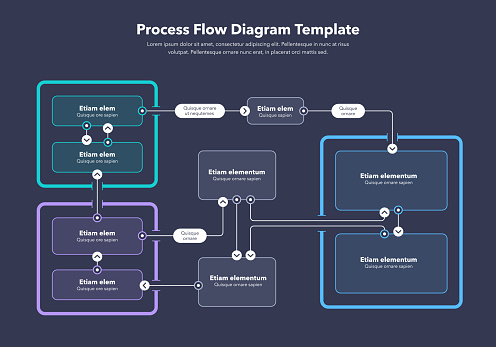 Modern Infographic For Process Flow Diagram Dark Version向量圖形及更多流程圖圖片 ...
