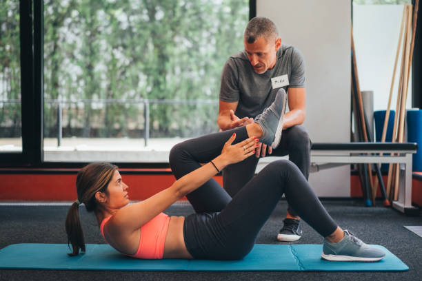 istock Sports training with personal trainer 1357473828