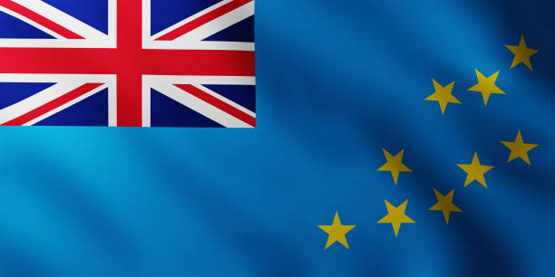 Flag of niue waving with highly detailed textile texture pattern