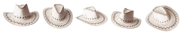 istock set White classic wide brim cowboy hat in multiple positions isolated on white background 1357478110