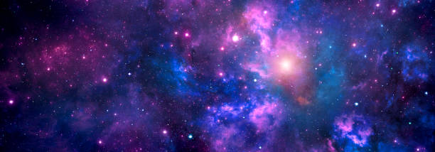 istock Blue-purple cosmic nebula with bright stars 1357479788